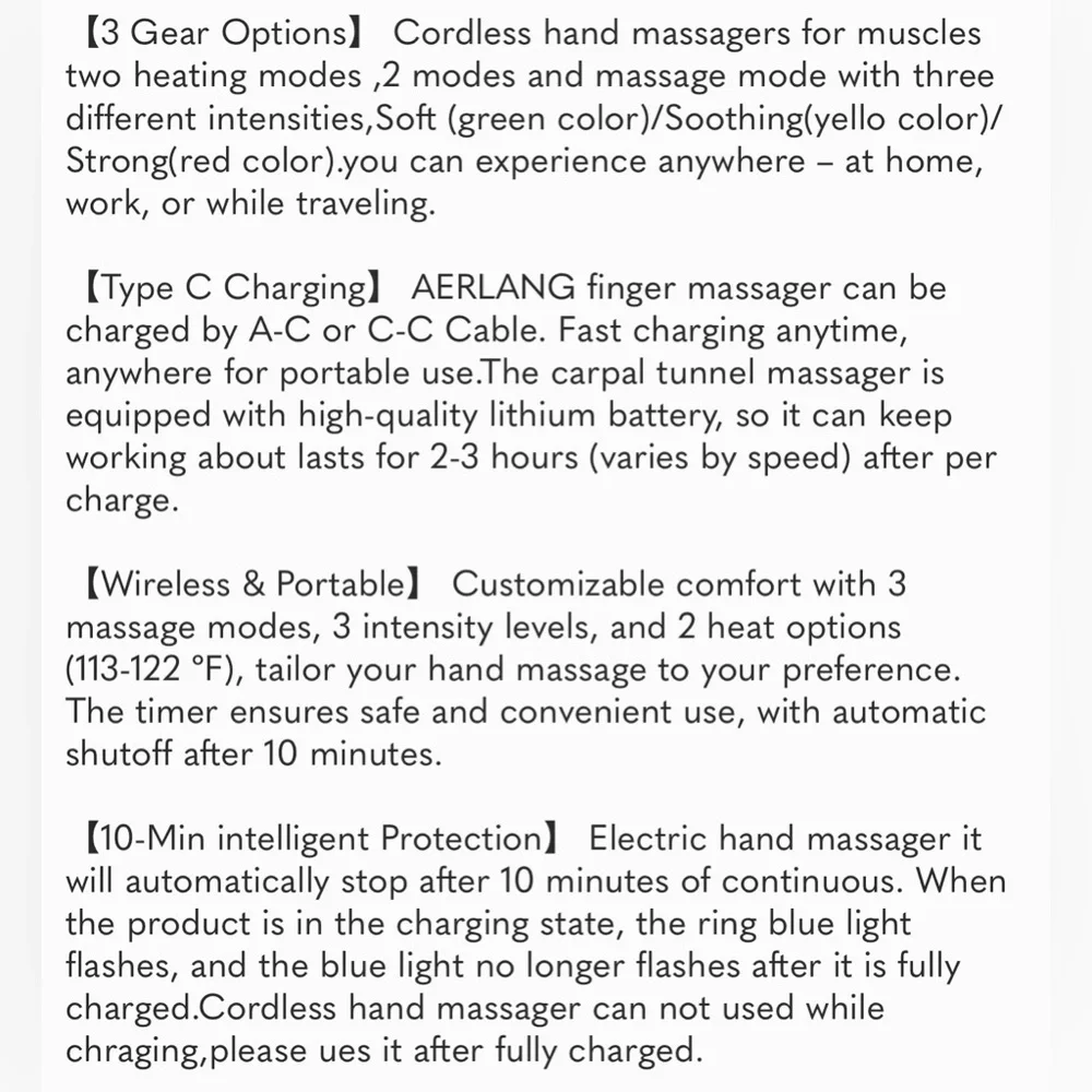 AERLANG Hand Massager with Heat & Compression for Arthritis & Carpal Tunnel -NWT